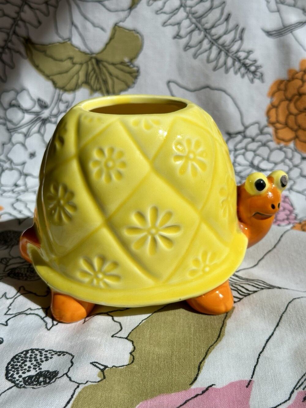 VTG Otagiri OMC Japan Turtle Planter Yellow Orange